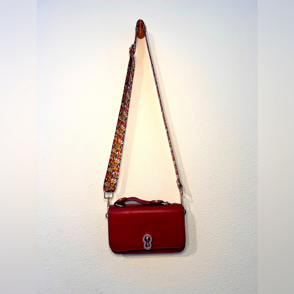 Red Leather Crossbody Bag with 2 adjustable strap options